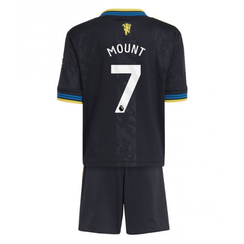 Stroje piłkarskie Manchester United Mason Mount #7 Koszulka Trzeciej dla dzieci 2025-26 Krótki Rękaw (+ szorty)